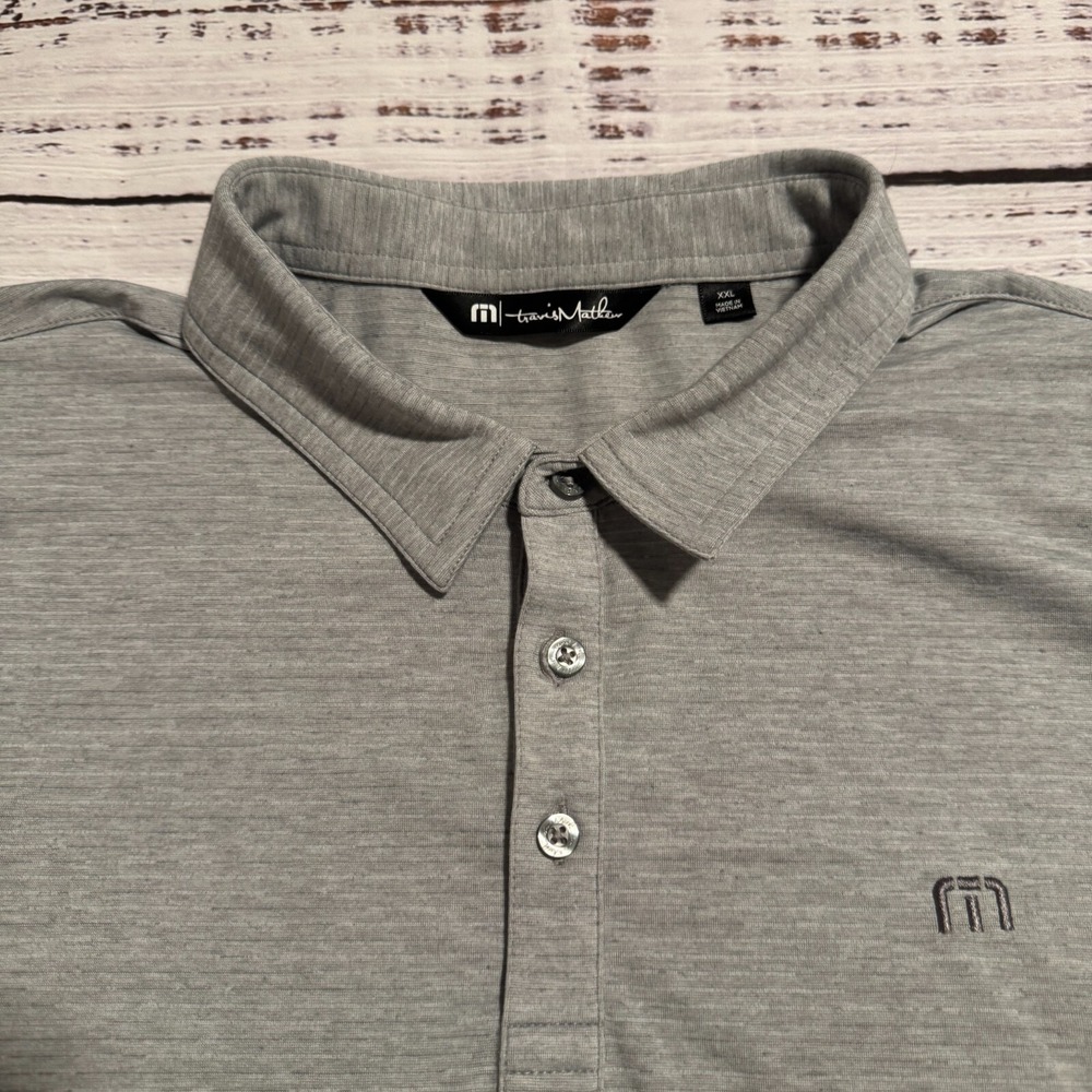 Travis Matthew Polo Grey Stretch Short Sleeve Golf Shirt Men's‎ Size 2XL - Picture 2 of 14